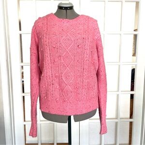 OLD NAVY Large Tall Festive Cable Knit Bauble Crew Neck Sweater Pastel P…